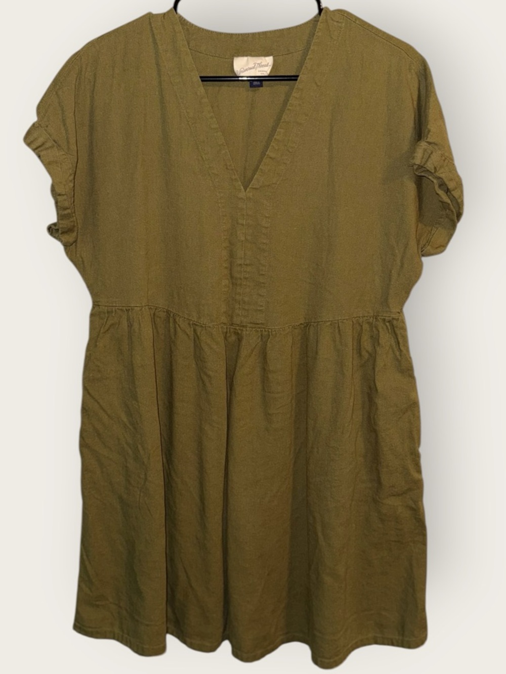 🌺Universal Thread Casual Olive Green V-Neck Mini Dress